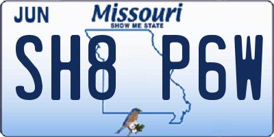 MO license plate SH8P6W