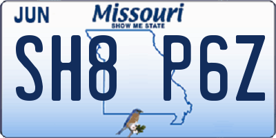 MO license plate SH8P6Z