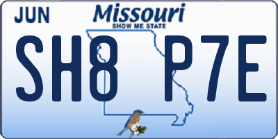 MO license plate SH8P7E