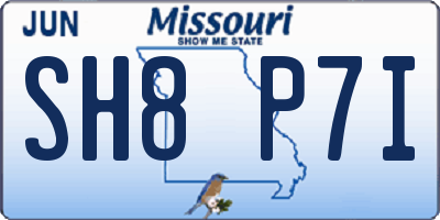 MO license plate SH8P7I
