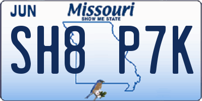 MO license plate SH8P7K