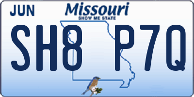 MO license plate SH8P7Q