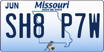 MO license plate SH8P7W