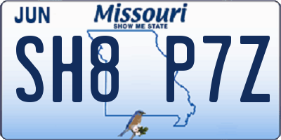 MO license plate SH8P7Z