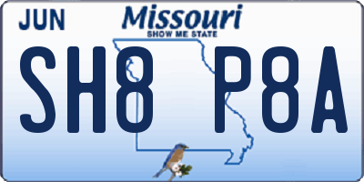 MO license plate SH8P8A