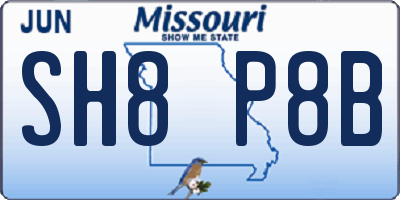 MO license plate SH8P8B