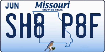 MO license plate SH8P8F