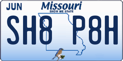 MO license plate SH8P8H