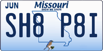 MO license plate SH8P8I