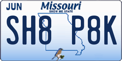 MO license plate SH8P8K