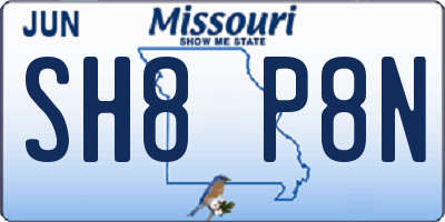 MO license plate SH8P8N