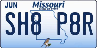 MO license plate SH8P8R