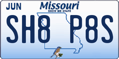 MO license plate SH8P8S