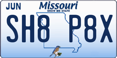 MO license plate SH8P8X