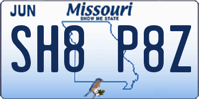 MO license plate SH8P8Z