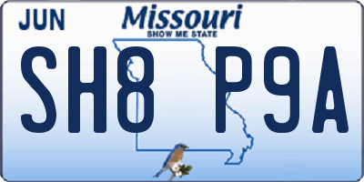 MO license plate SH8P9A
