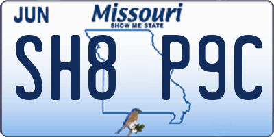 MO license plate SH8P9C