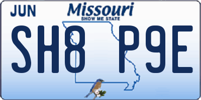 MO license plate SH8P9E