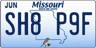 MO license plate SH8P9F