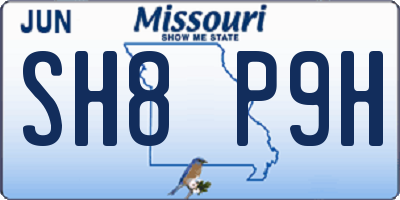 MO license plate SH8P9H