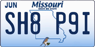 MO license plate SH8P9I