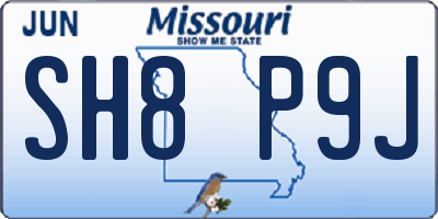 MO license plate SH8P9J