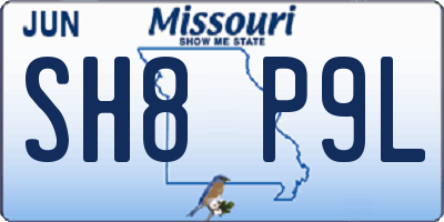 MO license plate SH8P9L