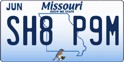 MO license plate SH8P9M