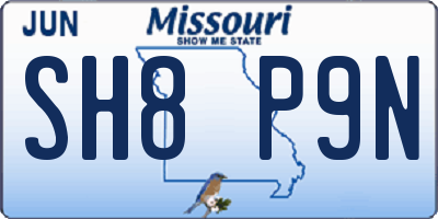 MO license plate SH8P9N