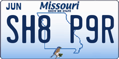 MO license plate SH8P9R