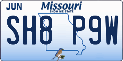 MO license plate SH8P9W