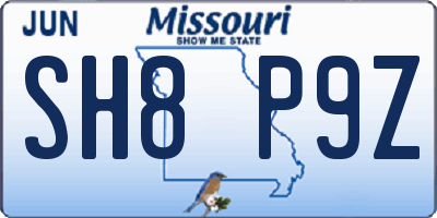 MO license plate SH8P9Z
