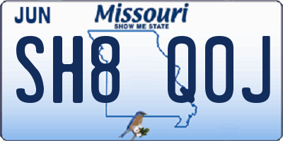 MO license plate SH8Q0J