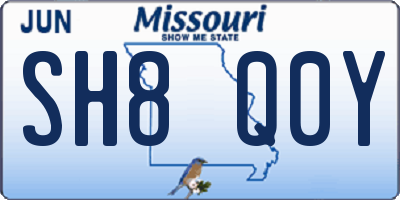 MO license plate SH8Q0Y