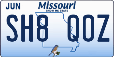 MO license plate SH8Q0Z