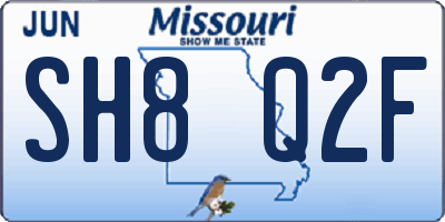 MO license plate SH8Q2F