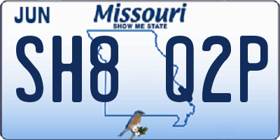 MO license plate SH8Q2P