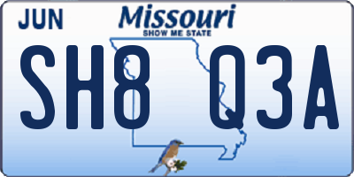 MO license plate SH8Q3A