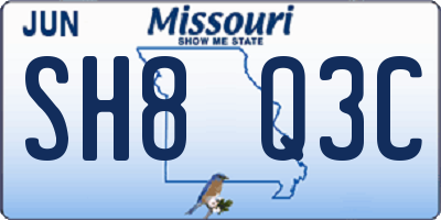 MO license plate SH8Q3C