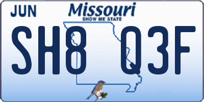 MO license plate SH8Q3F