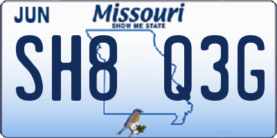 MO license plate SH8Q3G