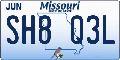 MO license plate SH8Q3L