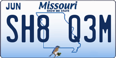 MO license plate SH8Q3M