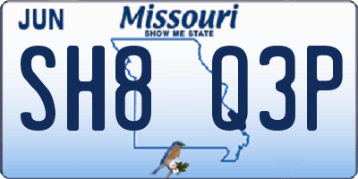 MO license plate SH8Q3P
