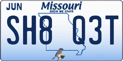 MO license plate SH8Q3T