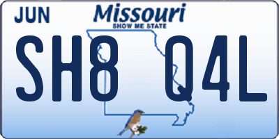 MO license plate SH8Q4L