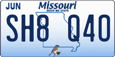 MO license plate SH8Q4O