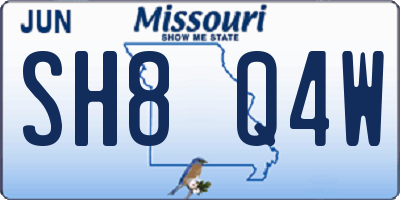 MO license plate SH8Q4W