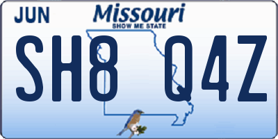 MO license plate SH8Q4Z