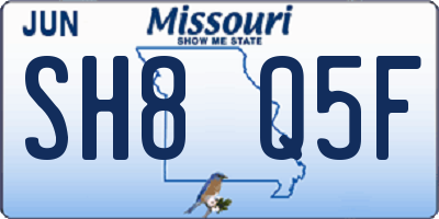 MO license plate SH8Q5F